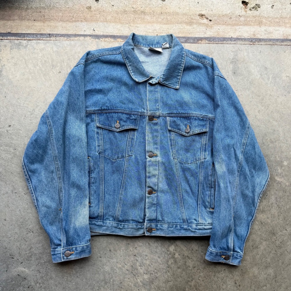 Resolute Bay Mens Denim Trucker Jacket Large Blue Cotton Vintage Style Coat